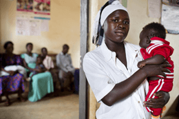 Woman holding baby